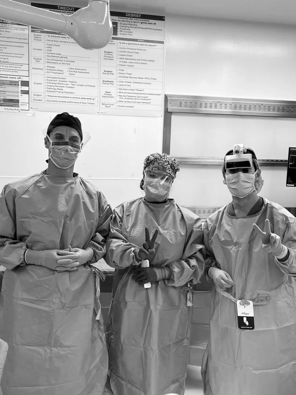 Dr. Choi wearing an augmented reality headset in the operating room